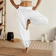 thumbnail image 2 of Sngxgn Womens Lounge Pants Slacks Drawstring Casual Wide Leg Pants for Women Trousers(White,M), 2 of 8