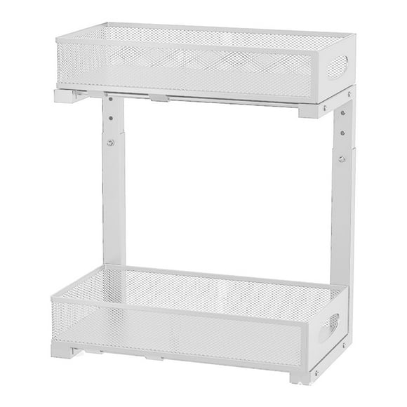 Under Sink Organizer, 2 Tier Kitchen Cabinet Organizer With Pull Out Drawer, Under Sink Storage for Bathroom Kitchen Closet