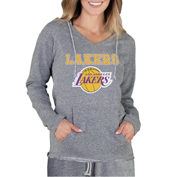 Women's Concepts Sport Gray Los Angeles Lakers Mainstream Terry Hooded Top