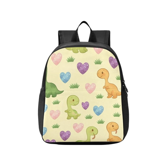 Toddler Backpack Dinosaurs and Hearts Waterproof Lightweight Backpack Casual Mini Daypack for Daycare & Travel