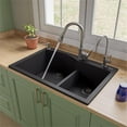 thumbnail image 1 of Pemberly Row Black 33" Double Bowl Drop In Granite Composite Kitchen Sink, 1 of 9