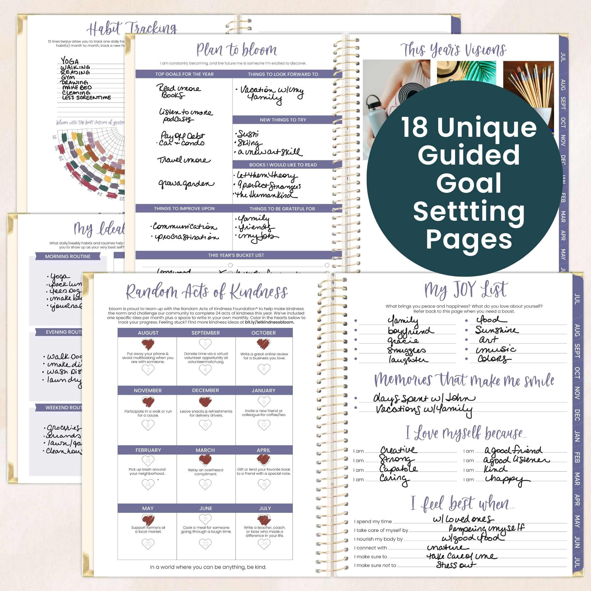 bloom daily planners 2026-2027 Academic Planner, 13-Month Monthly & Weekly Hard Cover, 8.5" x 11", So Many Reasons to Be Happy