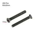 thumbnail image 2 of Uxcell M3 x 30mm Phillips Screw Fastener Black Zinc Plated 200 Pack, 2 of 5