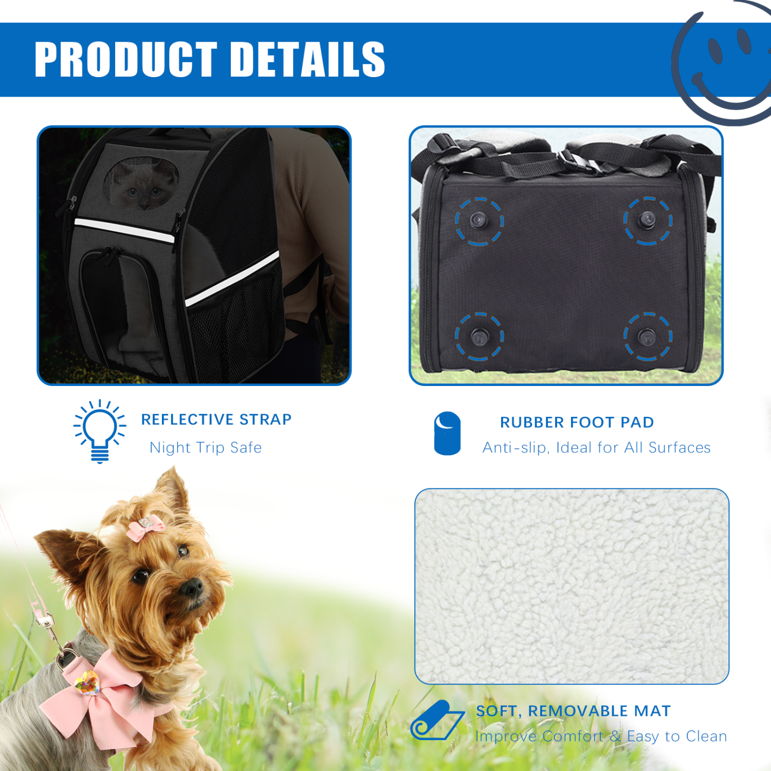 Pefilos 16" Pet Carriers for Cats and Dogs Traveler Bubble Backpack with Safety Features and Cushion Back Support, Black Pefilos 16" Pet Carriers for Cats and Dogs Traveler Bubble Backpack with Safety Features and Cushion Back Support, Black