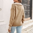 thumbnail image 4 of Suéter de punto holgado con puños a rayas, color amarillo trigo, cuello vuelto, para mujer, estilo elegante de invierno, talla S, 4 of 6