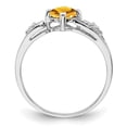 thumbnail image 2 of Sterling Silver Rhodium Plated Diamond and Citrine Cushion Ring, 2 of 6