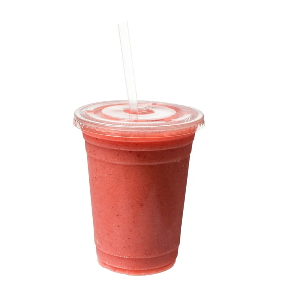 Crystalware Clear Cups with Flat Lids for Milkshake, Smoothies, 50 Cups/lids (20 Oz.)