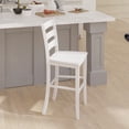 thumbnail image 3 of Emma + Oliver Classic Wood Bar Height Dining Stool in White Wash with Solid Wood Seat and Ladderback Design, 3 of 12