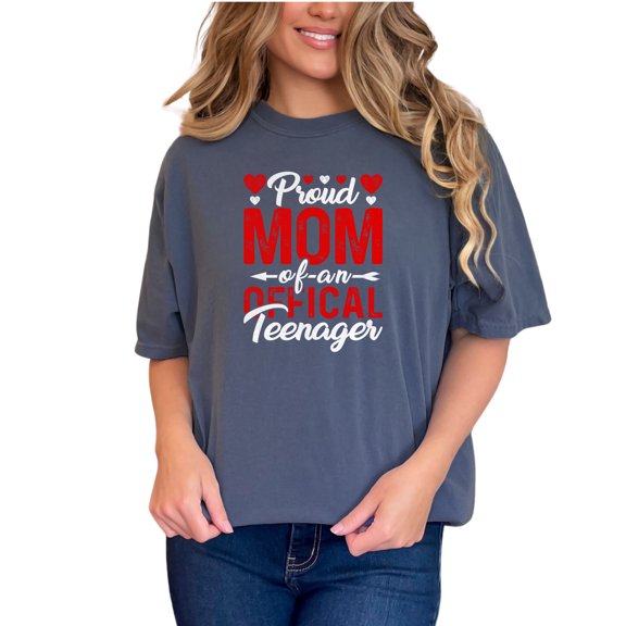 Mom of a Teenager, Heart Design for Mother's Day, Denim Comfort Colors T-Shirt, Small