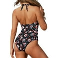thumbnail image 3 of FKELYI Women's Swimwear One Piece Swimsuit with Soft Pad Vintage Skull Moon Star Print Tummy Control Bathing Suits Halter Monokini for Lady Summer Swimming, S, 3 of 6
