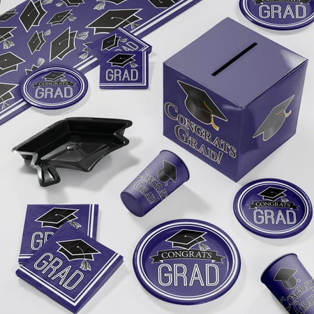 - Graduation School Spirit Purple Deluxe Party Supplies Kit