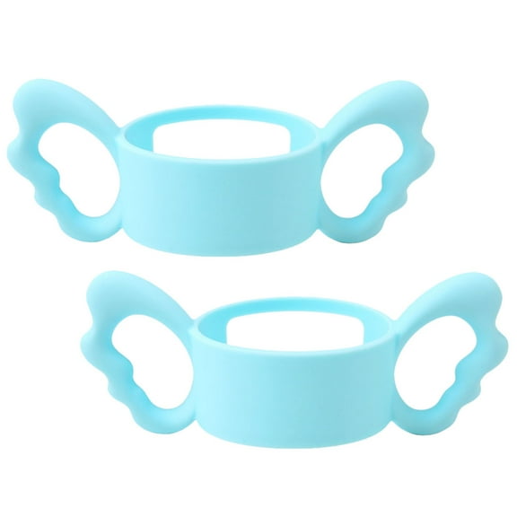 Raindrops 2Pcs Silicone Bottle Handles Ergonomic Non Slip Sky Blue for Feeding Assistance