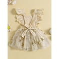 thumbnail image 3 of Infant Baby Girls Dress Sequins Stars Square Neck Fly Sleeve Tie-Up Backless Dress Summer Casual Layered Tulle Dress, 3 of 9