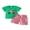 Green, variant on BemeyourBBs 2Pcs Toddler Baby Boy Summer Clothes Infant Baby Boys Summer Outfits Short Sleeve Watermelon in Truck Embroidery T Shirt Tops and Elastic Waist Pockets Plaid Shorts Set