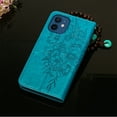 thumbnail image 6 of Decase iPhone 12 Case, Butterfly Patterned Wallet Case, Magnetic Folio Faux Leather with Wrist Strap Credit Card Holder Slots Kickstand Protective Cover For iPhone 12, Blue, 6 of 14