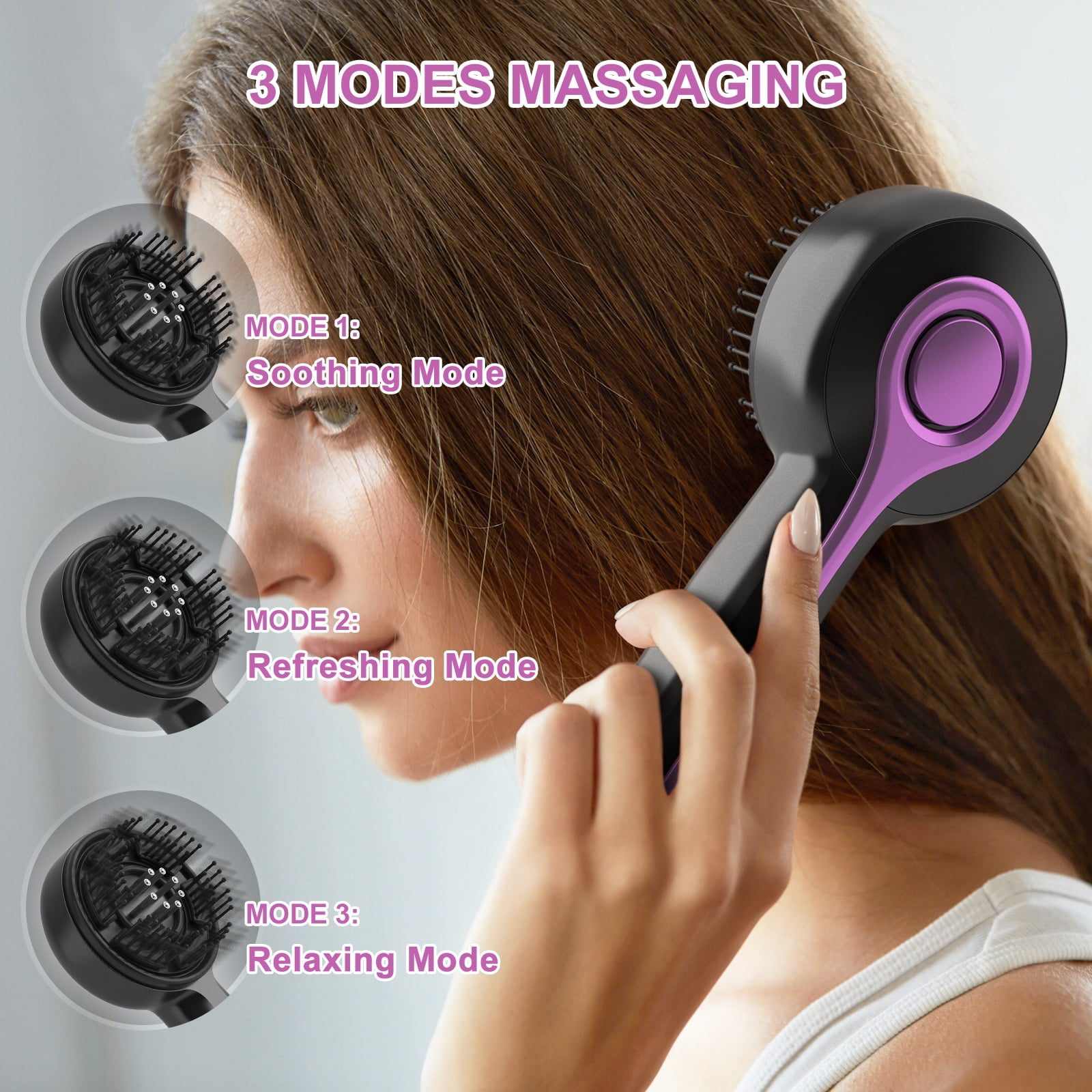 3-in-1 Scalp Massager Comb with 630nm Red Light Therapy, 72 Massage Teeth & 8 Roller Oil Balls, 6ml Serum Tank, USB-C Rechargeable, Waterproof Hair Growth Brush
