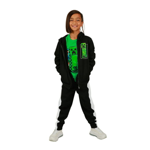 Youth Boys Minecraft 3 pc Hoodie Jogger T-shirt combo-Medium