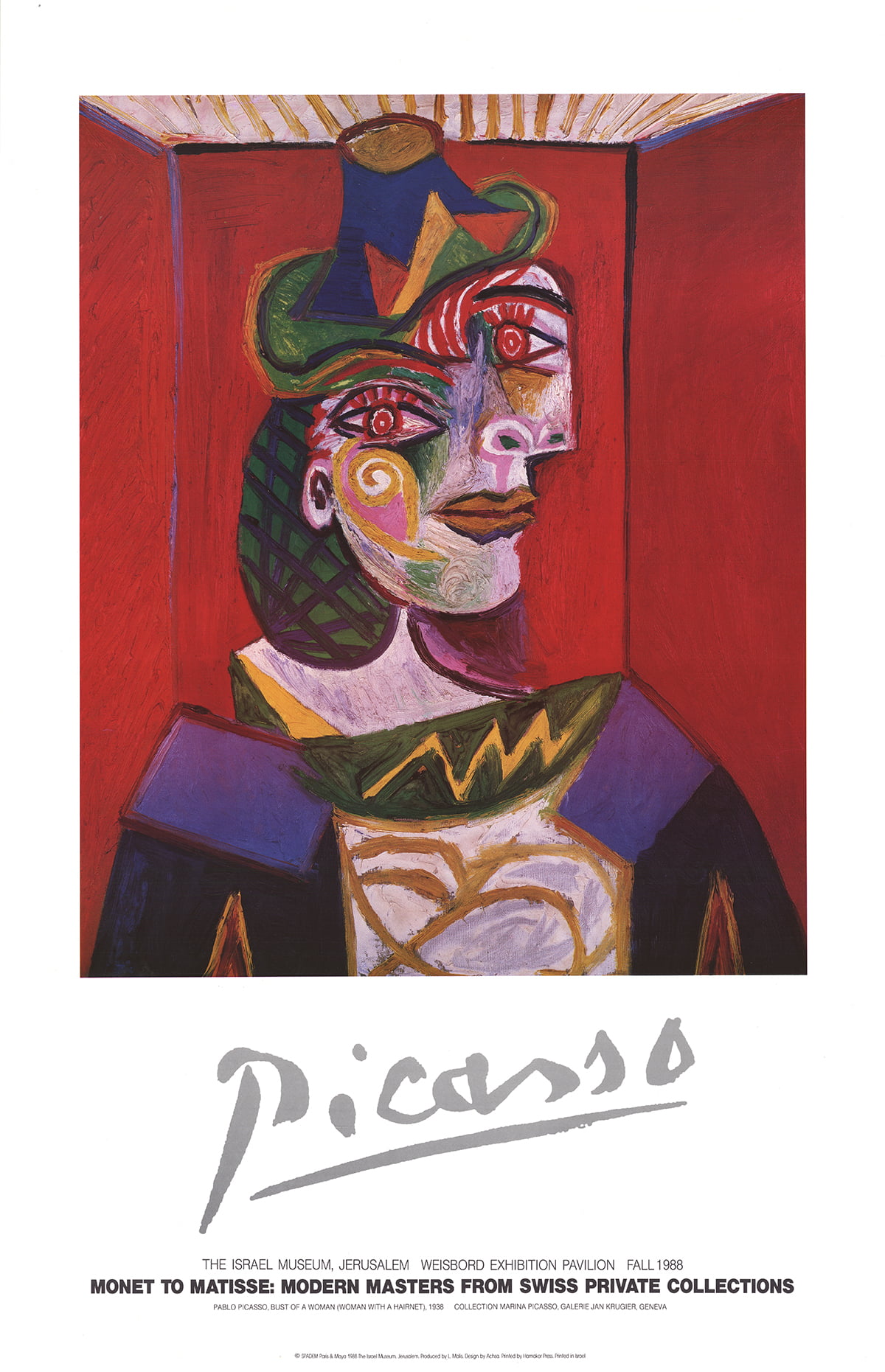 karton tang fred Pablo Picasso-Bust of a Woman (Woman with a Hairnet)-1988 Poster -  Walmart.com