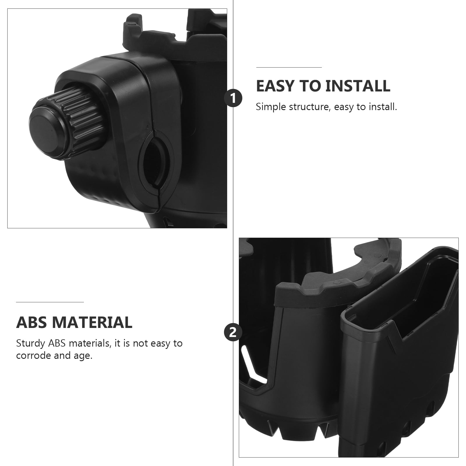 Supvox Adjustable Wheelchair Cup Holder Black ABS for Strollers and Walkers 5Pcs