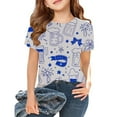 thumbnail image 2 of Toddler Child Girls Summer T Shirts Casual Graphic Printed Short Sleeve Basic Tees Ruffle Crewneck Sports Tops size 3-4T, 2 of 4