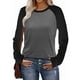 thumbnail image 1 of Camisas de Larga para Mujer, Blusas Raglán con Bloques de Color, Camisetas Básicas Informales de Cuello Redondo, Ropa de Otoño. Negro y Gris M, 1 of 8
