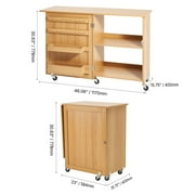 KFFKFF Sewing Table, Versatile Tailoring Machine Stand with Streamlined Configuration, Casters, Racks, Organizing Bins, Timber Dowels, and Attractive Shutters, Timber Hue