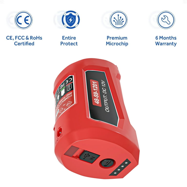 Replacement M12 USB Power Source Charger Adapter for Milwaukee M12 