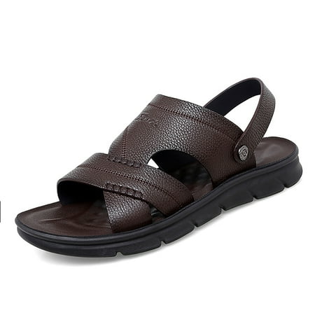

Engtoy Men s Leather Buckle Strap Sandals Outdoor Breathable Open Toe Beach Shoes