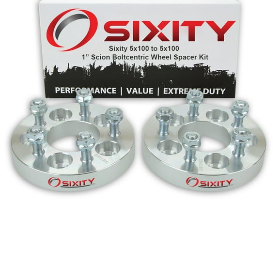 Sixity Auto 2 pc 1" 5x100 Wheel Spacers compatible with Scion tC xD M12x1.5mm 1.25in Studs Lugs