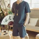 thumbnail image 5 of Conjuntos de camisetas y pantalones cortos para hombre, sin logotipo, ropa de trabajo, conjunto de pantalones cortos para hombre, ropa informal de lino a la moda para hombre 2024, ropa juvenil emo de, 5 of 5