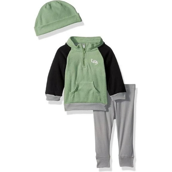 Gerber Baby Boy 3 Piece Micro Fleece Top, Pant and Cap Set, sports, 0-3 Months