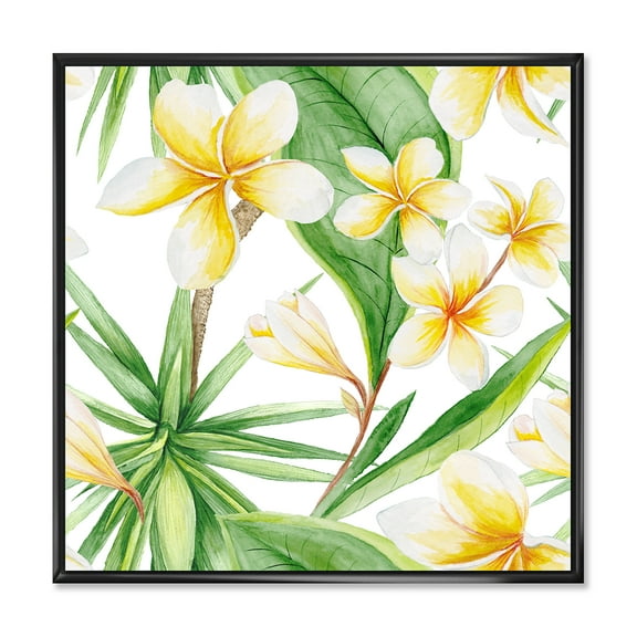 Designart 'Yellow Flowers and Tropical Foliage X' Traditional Framed Canvas Wall Art Print