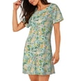thumbnail image 2 of Uemuo Rabbit And Chick Pattern Women’s Nightdress – Casual Sleep Shirt, Soft Relaxed Fit Short-Sleeved Cotton Sleepwear for Home, Bedtime, and Lounging, 2 of 6