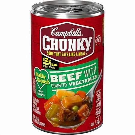 Campbell’s Chunky Healthy Request Soup, Beef Soup with Country Vegetables, 18.8 Oz Can