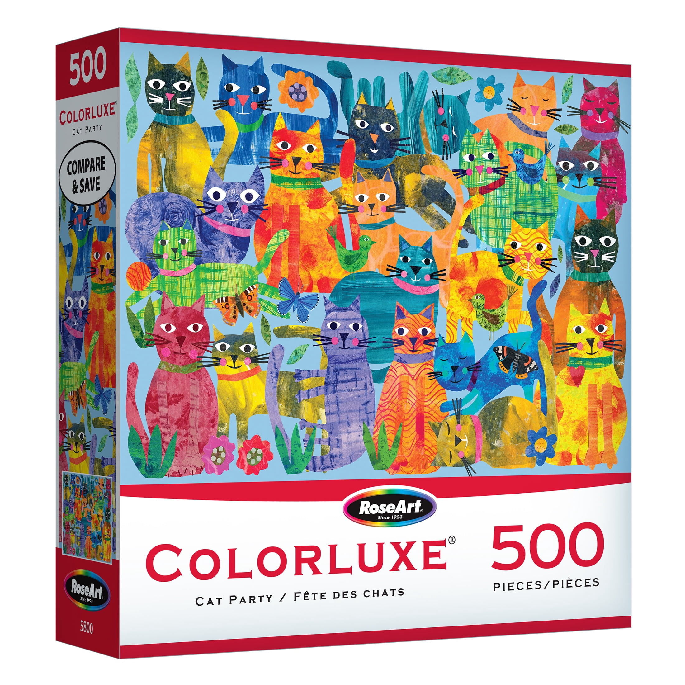 RoseArt Colorluxe 500-Cat Party Adult Interlocking Puzzle