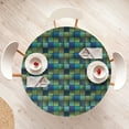 thumbnail image 4 of Ambesonne Colorful Fitted Round Tablecloth, Modern Geometric Bohem, 36"- 40" Diameter, Blue Green, 4 of 5