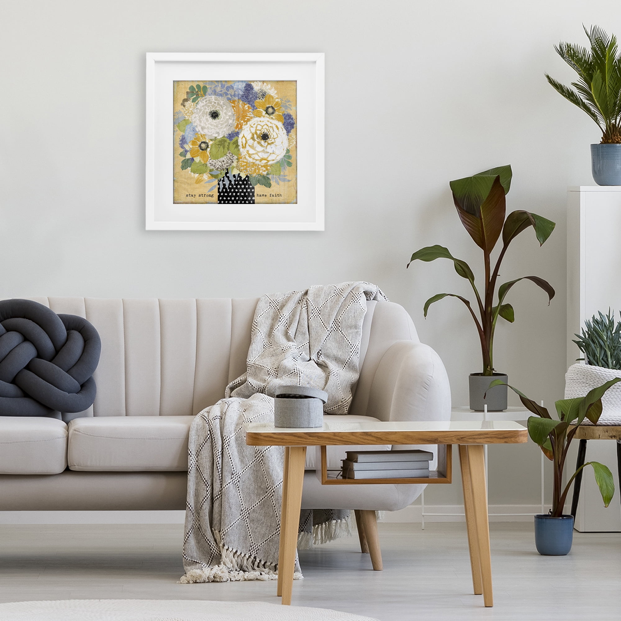Stupell Industries Stay Strong Have Faith White Framed Print Under Glass, design by Suzanne Nicoll