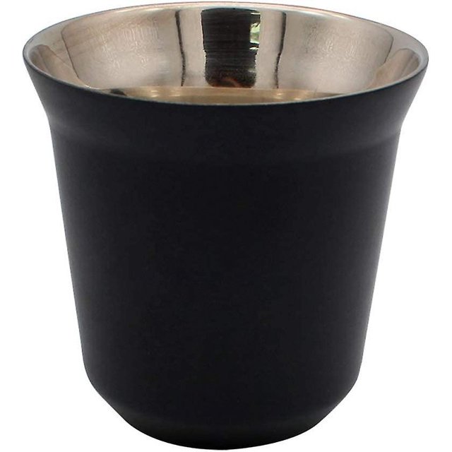 Tazas de café espresso de acero inoxidable de doble pared con aislamiento térmico y cápsulas de color azul oscuro