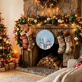 thumbnail image 3 of Welcome Sign for Front Door,Winter Blue Snowman Christmas Round Metal Welcome Front Porch Decoration,Snowflake Xmas Tree Wall Hanging Sign for Living Room Kitchen Hallway Housewarming Gift 6'', 3 of 9
