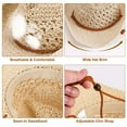 thumbnail image 3 of BadPiggies Straw Cowboy Hat for Men Women Cowgirl Woven Sun Hat Wide Brim Beach Summer Cap Adjustable (Beige), 3 of 7