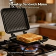thumbnail image 4 of Portable Non‑Stick Stovetop Sandwich Maker – Single Sandwich Press with Pattern, Aluminum Alloy Double‑Sided Heating Pan, 14.2" x 6.5", for Home, Camping & Breakfast, 4 of 5