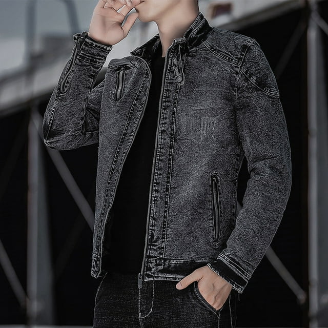 Qiopertar Clearance under $5 Men's Spring And Fashion Solid Color Zipper Faux Leather Jacket On Clearance Early Access Deals