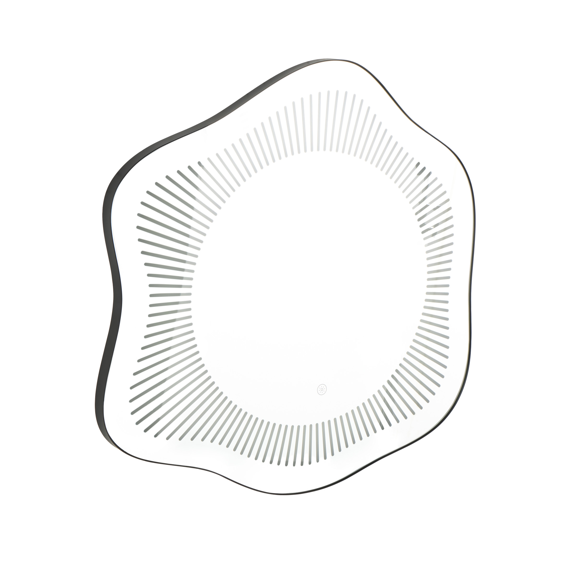 DecMode 29" x 30" Silver Wavy LED Abstract Wall Mirror with Radial Pattern