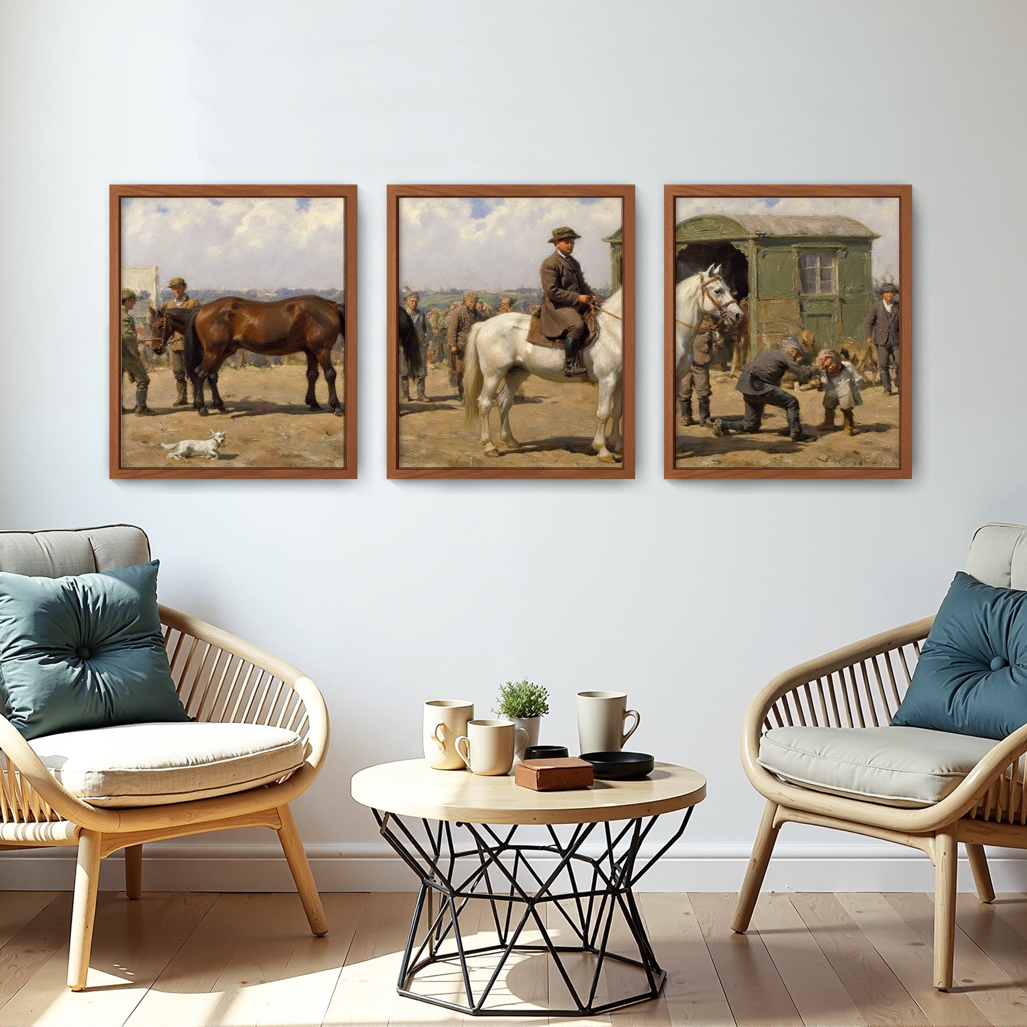 MAYEERTY Modern Abstract Wall Art Painting, Living Room Decor, Brown MDF Frame, 7.87"x9.84"