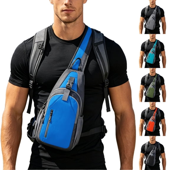 VeFlora Men's Waterproof Sling Crossbody Bag, Lightweight Chest Shoulder Backpack, Portable Outdoor Sports Bag for Hiking Travel Commuting Daily Use(Army Green/One Size)