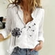 thumbnail image 1 of ICHUANYI Clearance Women Printed Cotton Long Sleeve Tank Career Bloues Cardigan Tops(White, XXL) ICHUANYI WER2023081017263, 1 of 7
