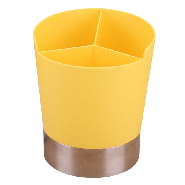 Qiysamall - Utensilio de cocina para encimera, soporte para cubiertos de 3 rejillas, palillos, tazas, tenedores, cucharas, ollas, organizador de centro de mesa de comedor, color amarillo