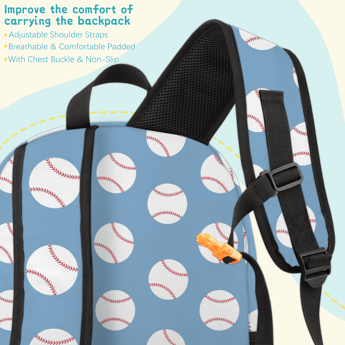 Herdesigns Baseball Blue Travel Laptop Backpack, Waterproof Computer Bag for Women Men Adult, 18.3 Inch Large Work Nurse Teacher Bags Casual Daypack