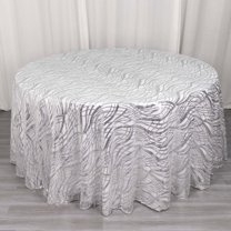Efavormart 120" Silver Wave Embroidered Seamless Sequin Round Tablecloth