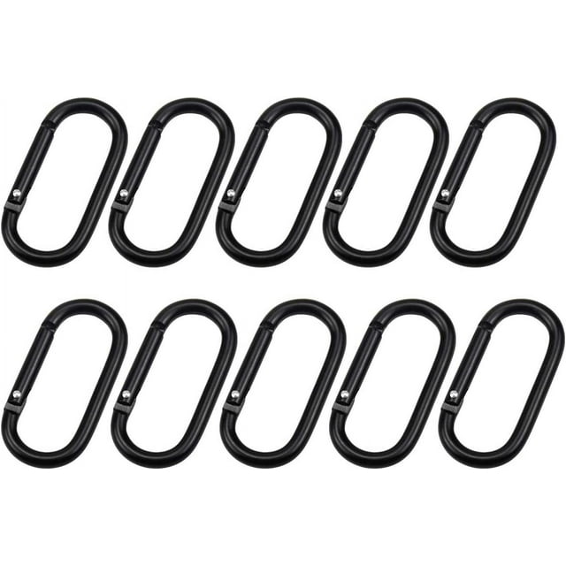 10 Pcs Pinces Mousqueton Robustes Crochets à Pression Porte-Clés en Alliage d'Aluminium Pince à Ressort Anneau Ovale Mousqueton pour Voyage Pêche Camping Randonnée Noir